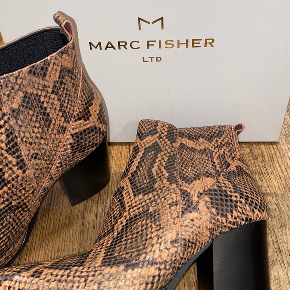 Marc Fisher Alva Snake Western Heeled Ankle Boots - Picture 7 of 7